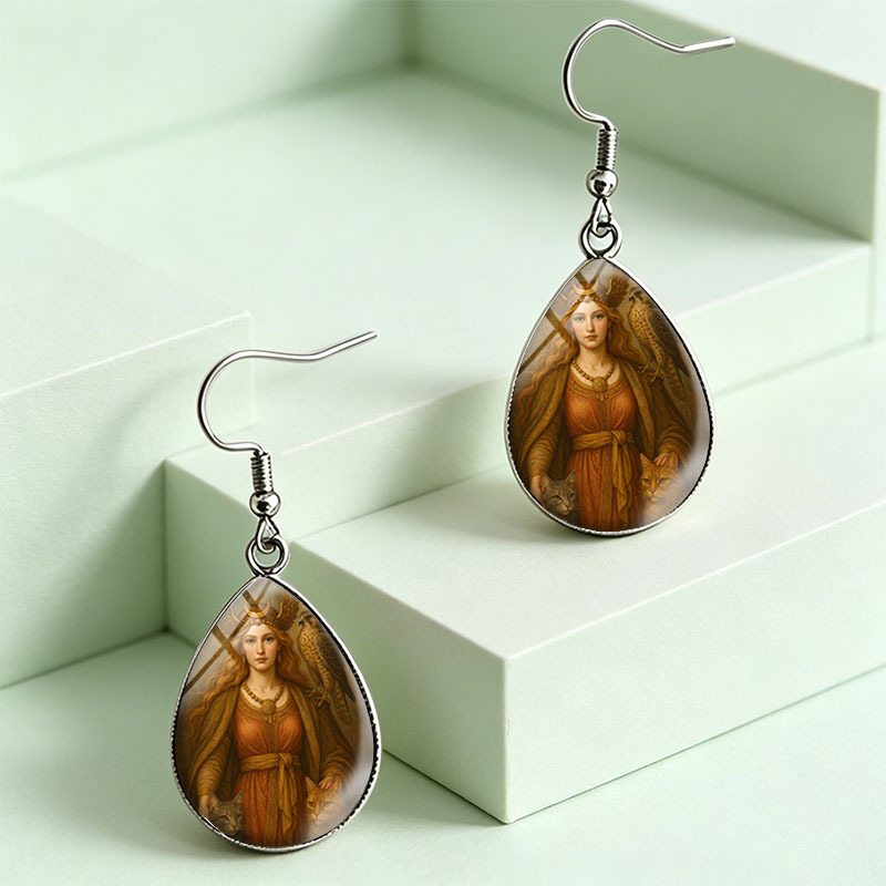 Retro Mythical God Falcon Teardrop Earrings, Unisex